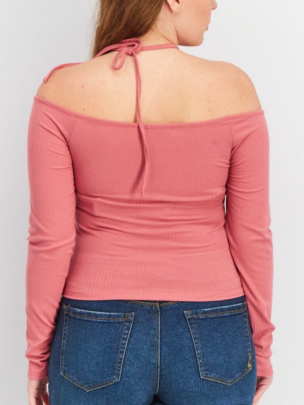 NWT Aqua Bloomingdale's Exclusive Mauve Pink Long Sleeve Cropped Shirt, Large - Picture 4 of 7
